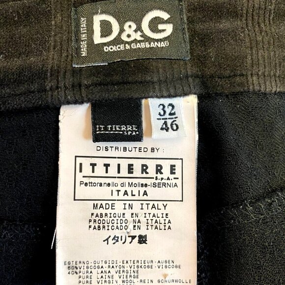 Vintage D & G Black Virgin Wool Blend Skirt With Side Pockets Size  L 32/46 - Picture 9 of 11